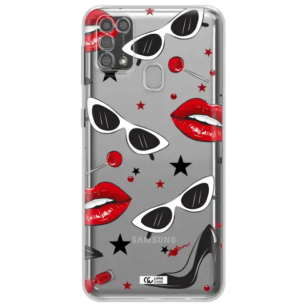 Red Lips Samsung M31 Clear TPU Case