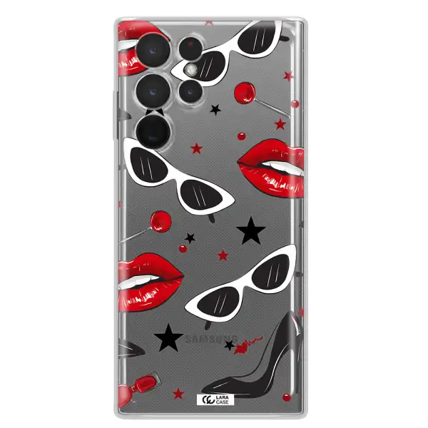 Red Lips Samsung S 22 Ultra Clear TPU Case