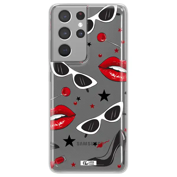 Red Lips Samsung S21 Ultra Clear TPU Case