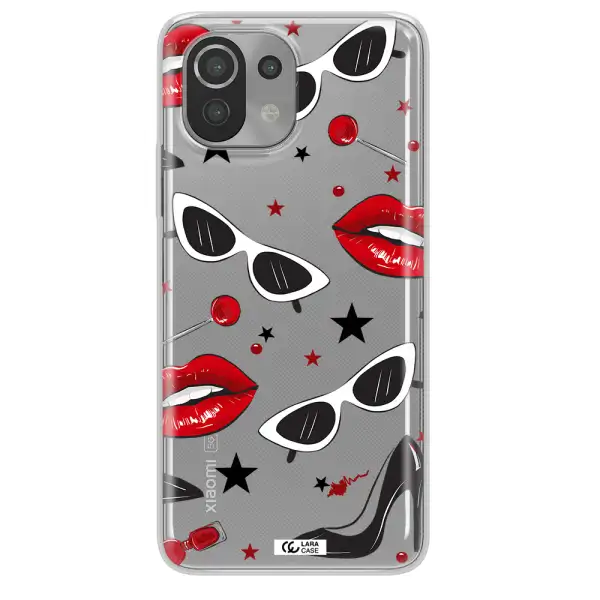Red Lips Xiaomi Mi 11 Lite Clear TPU Case
