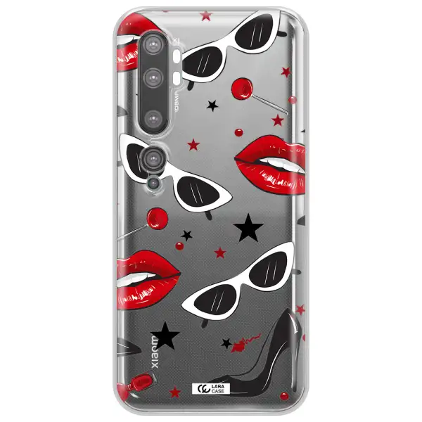 Red Lips Xiaomi Mi Note 10 Clear TPU Case