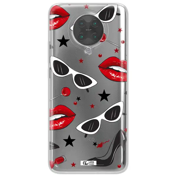 Red Lips Xiaomi Poco F2 Pro Clear TPU Case