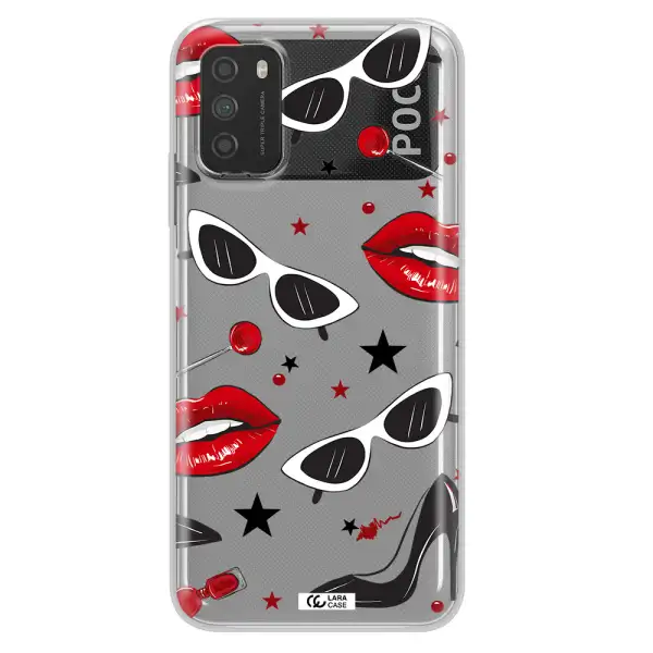 Red Lips Xiaomi Poco M3 Clear TPU Case