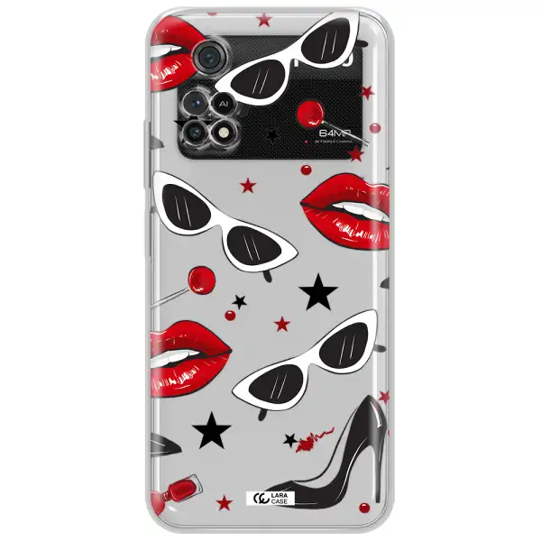 Red Lips Xiaomi Poco M4 Pro 4G Clear Tpu Case
