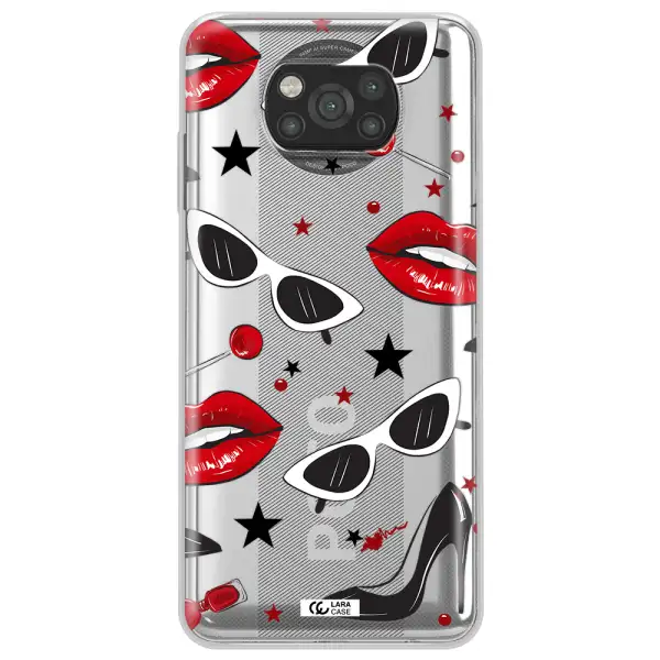 Red Lips Xiaomi Poco X3 Clear TPU Case