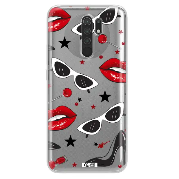 Red Lips Xiaomi Redmi 9 Clear TPU Case