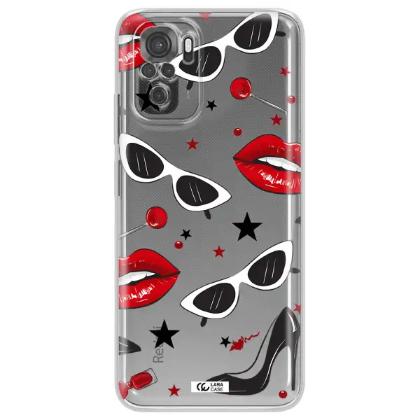 Red Lips Xiaomi Redmi Note 10S Clear Tpu Case