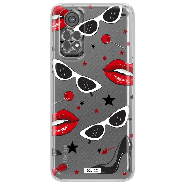 Red Lips Xiaomi Redmi Note 11S Clear Tpu Case