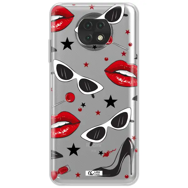 Red Lips Xiaomi Redmi Note 9T Clear Tpu Case