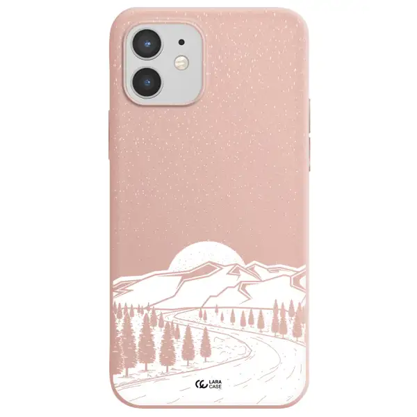 Winter Night Apple iPhone 12 Silicone pastel pink Case