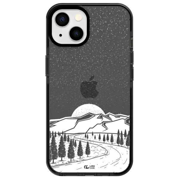 Winter Night Apple iPhone 13 impact Smoke Black Case