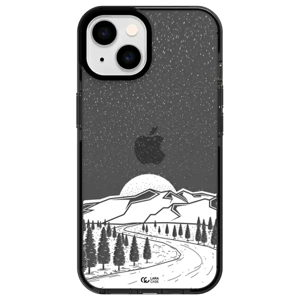 Winter Night Apple iPhone 14 impact Smoke Black Case