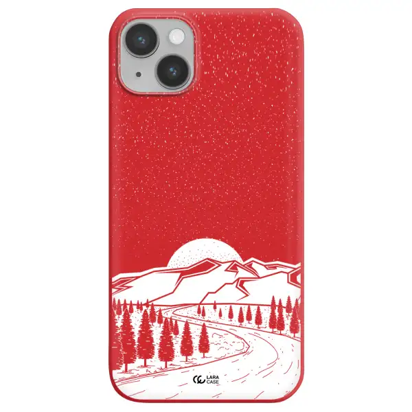 Winter Night Apple iPhone 14 plus Silicone Imperial Red Case