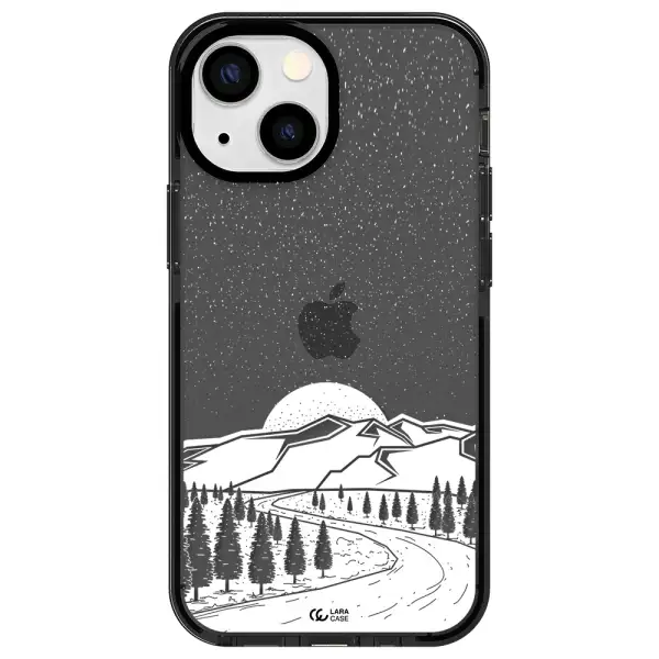 Winter Night Apple iPhone 15 impact Smoke Black Case