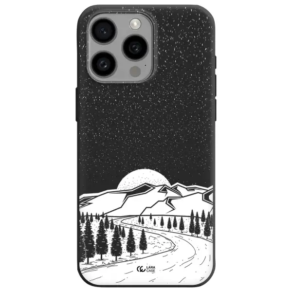 Winter Night Apple Iphone 15 Pro max Silicone black Case