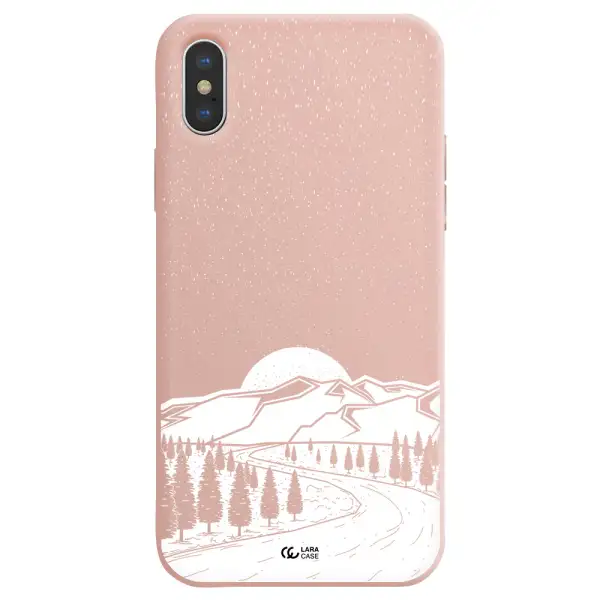 Winter Night Apple iPhone X Silicone pastel pink Case