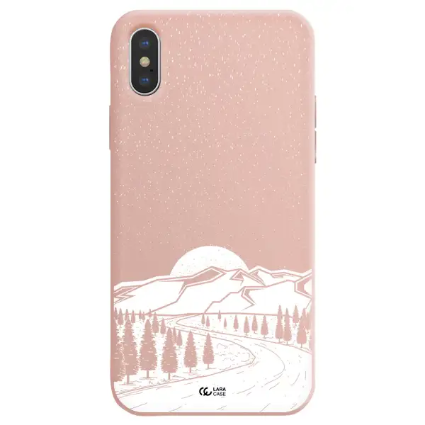 Winter Night Apple iPhone XS Silicone pastel pink Case