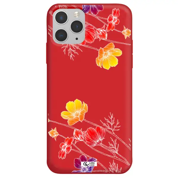 Hibiscus Flower Apple iPhone 11 pro max Silicone Imperial Red Case