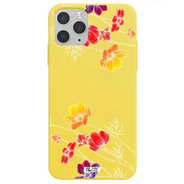Hibiscus Flower Apple iPhone 11 pro Silicone canary yellow Case