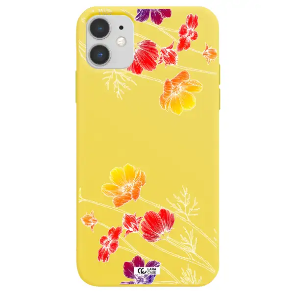 Hibiscus Flower Apple iPhone 11 Silicone canary yellow Case