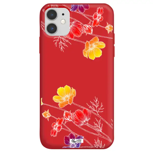 Hibiscus Flower Apple iPhone 11 Silicone Imperial Red Case