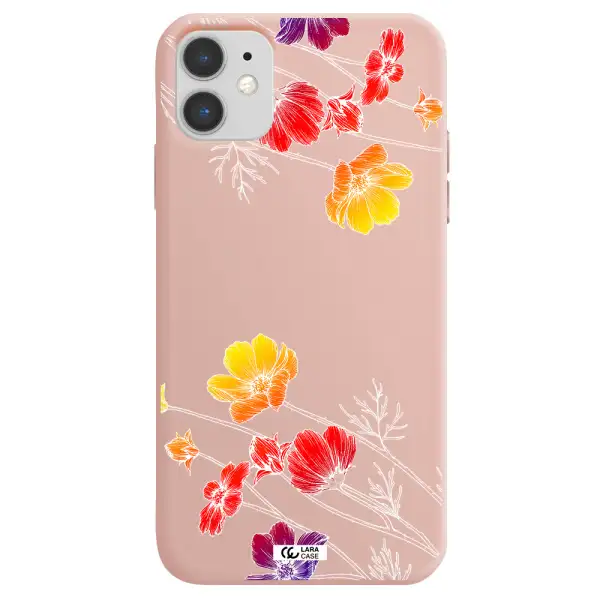 Hibiscus Flower Apple iPhone 11 Silicone pastel pink Case