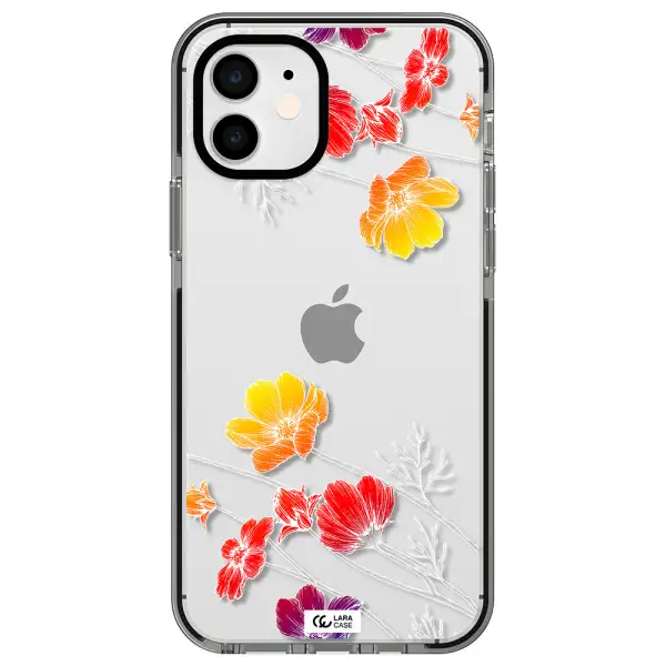 Hibiscus Flower Apple iPhone 12 impact black border Case
