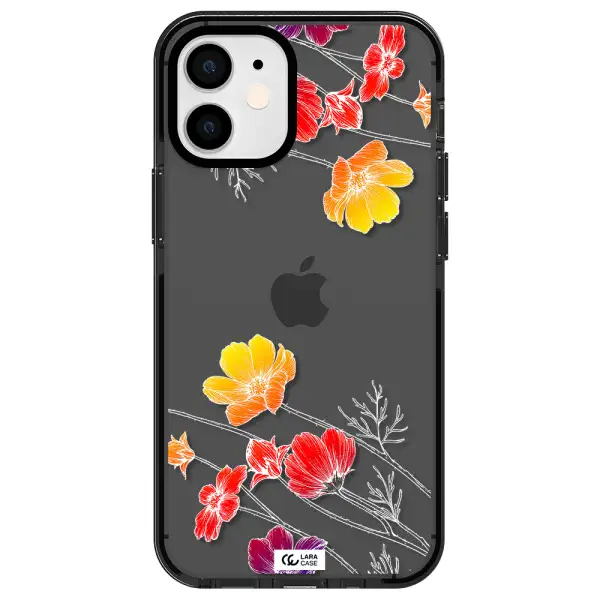 Hibiscus Flower Apple iPhone 12 mini impact Smoke Black Case