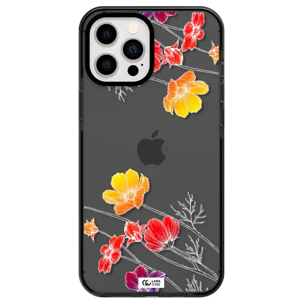 Hibiscus Flower Apple iPhone 12 pro max impact Smoke Black Case