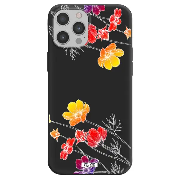 Hibiscus Flower Apple iPhone 12 pro max Silicone black Case