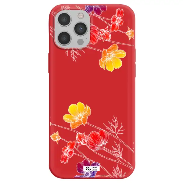Hibiscus Flower Apple iPhone 12 pro Silicone Imperial Red Case