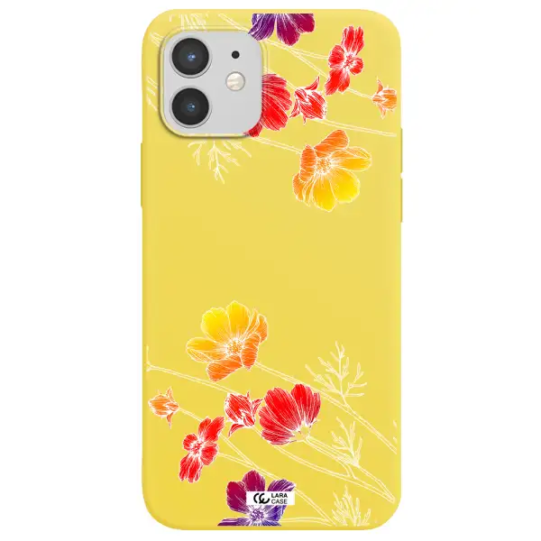 Hibiscus Flower Apple iPhone 12 Silicone canary yellow Case