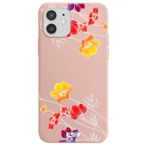 Hibiscus Flower Apple iPhone 12 Silicone pastel pink Case