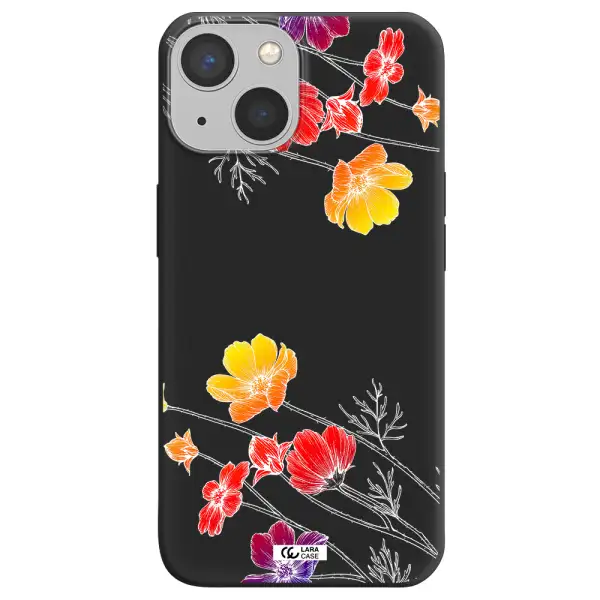 Hibiscus Flower Apple iPhone 13 mini Silicone black Case