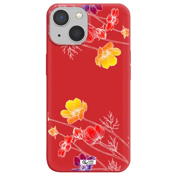 Hibiscus Flower Apple iPhone 13 mini Silicone Imperial Red Case