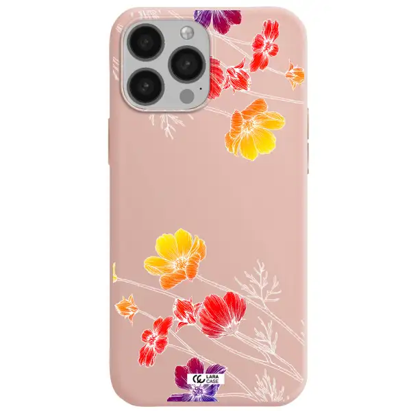 Hibiscus Flower Apple iPhone 13 Pro Max Silicone pastel pink Case