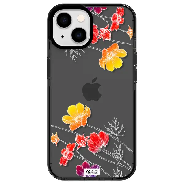 Hibiscus Flower Apple iPhone 14 impact Smoke Black Case