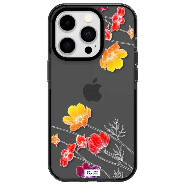 Hibiscus Flower Apple iPhone 14 pro impact Smoke Black Case