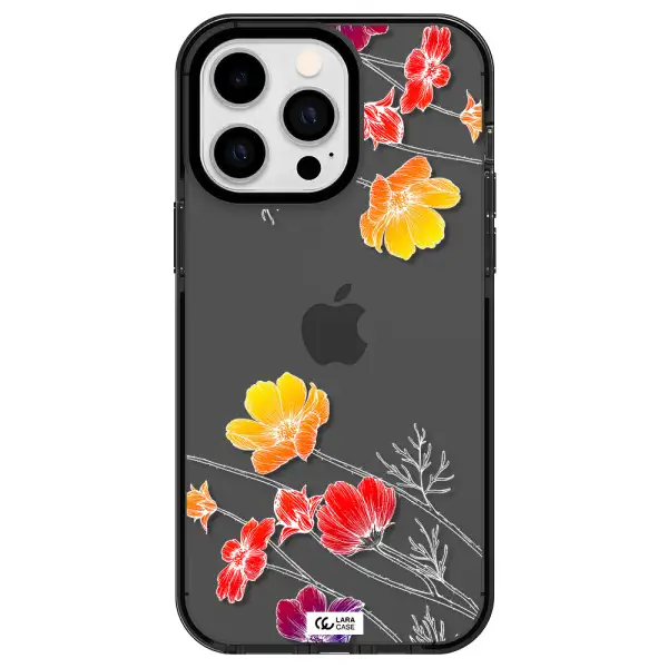 Hibiscus Flower Apple iPhone 14 pro max impact Smoke Black Case