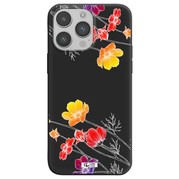 Hibiscus Flower Apple iPhone 14 pro max Silicone black Case