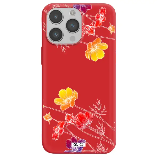 Hibiscus Flower Apple iPhone 14 pro max Silicone Imperial Red Case