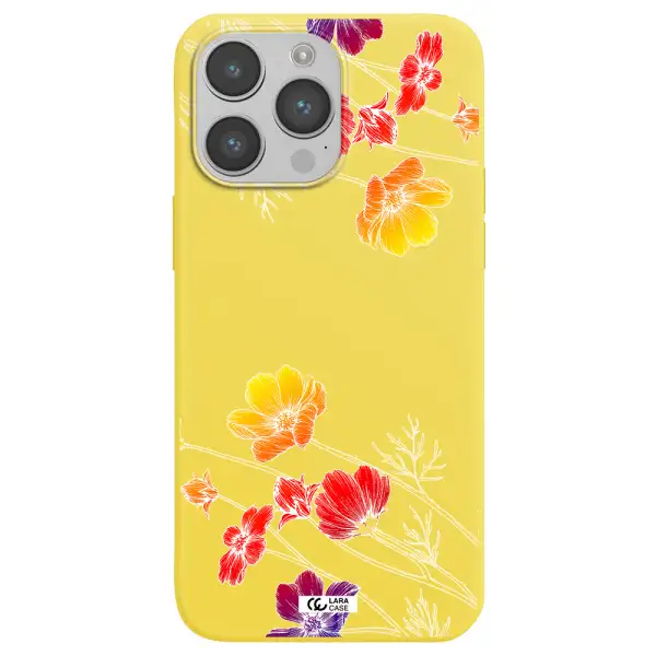 Hibiscus Flower Apple iPhone 14 pro Silicone canary yellow Case
