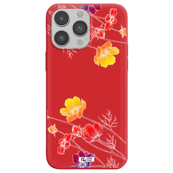 Hibiscus Flower Apple iPhone 14 pro Silicone Imperial Red Case