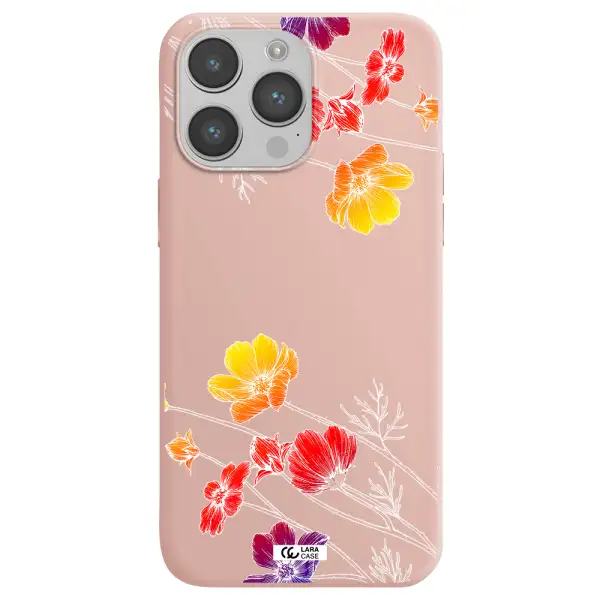 Hibiscus Flower Apple iPhone 14 pro Silicone pastel pink Case
