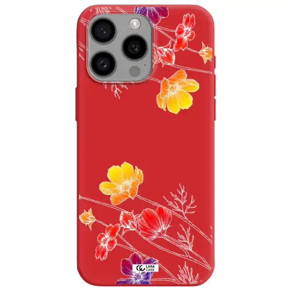 Hibiscus Flower Apple Iphone 15 Pro Max Silicone Imperial Red Case