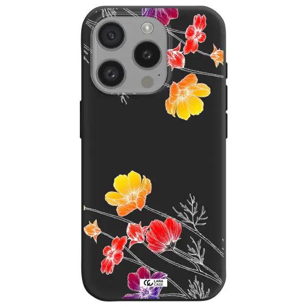 Hibiscus Flower Apple Iphone 15 Pro Silicone Black Case