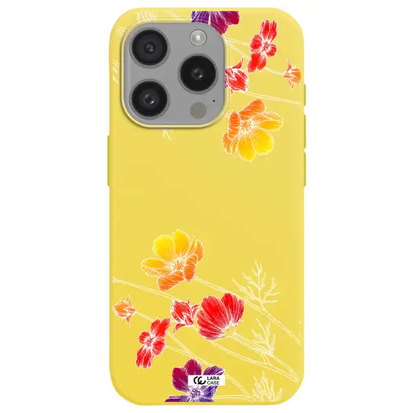 Hibiscus Flower Apple Iphone 15 Pro Silicone Canary Yellow Case