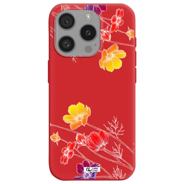 Hibiscus Flower Apple Iphone 15 Pro Silicone Imperial Red Case