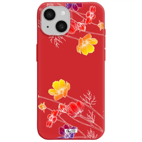 Hibiscus Flower Apple Iphone 15 Silicone Imperial Red Case
