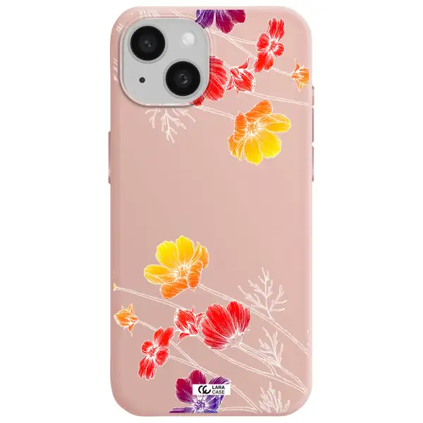 Hibiscus Flower Apple Iphone 15 Silicone Pastel Pink Case